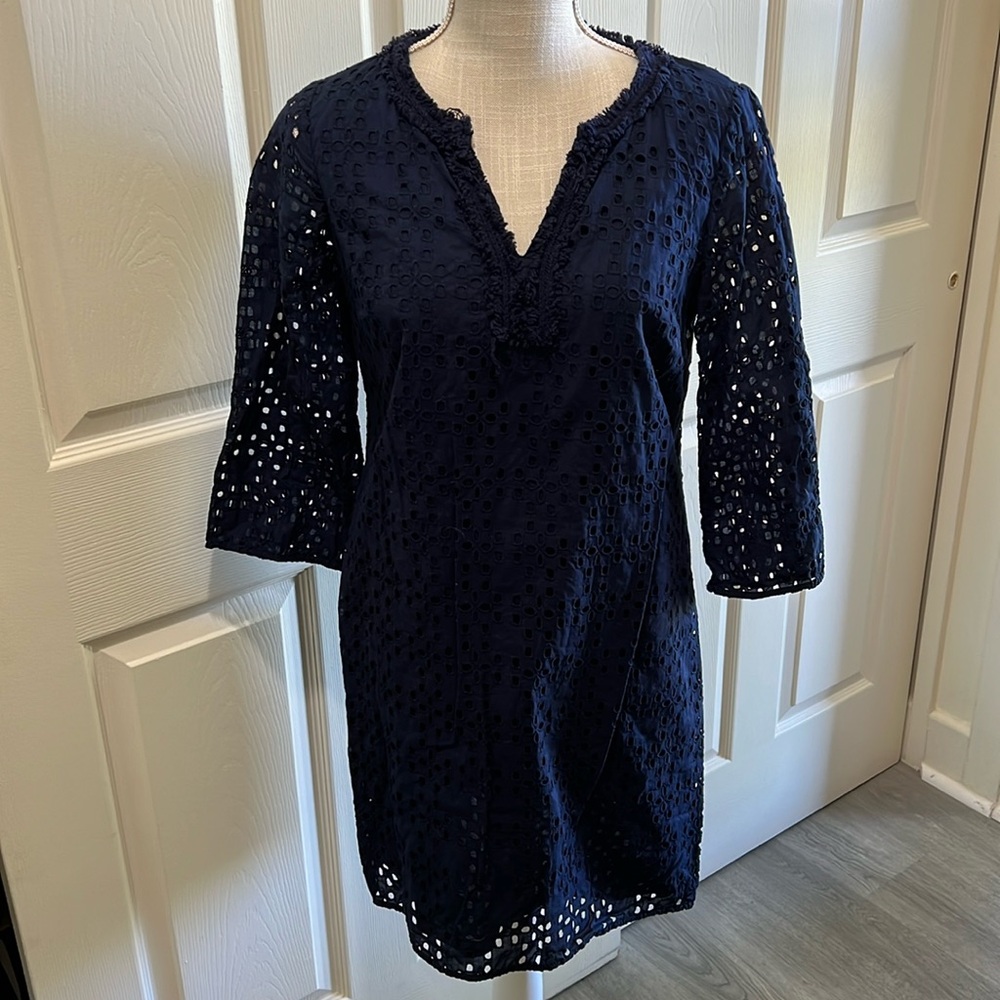 Navy blue Crown & Ivy eyelet shift dress